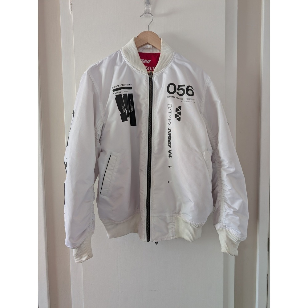 Machine56 M56-50/60 B/TYPE56 ARM7 V4 White Cyberpunk Bomber Jacket Mens Rare